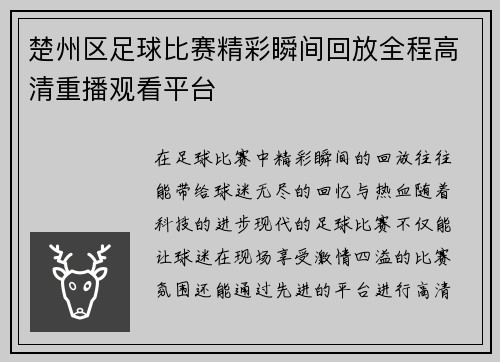 楚州区足球比赛精彩瞬间回放全程高清重播观看平台